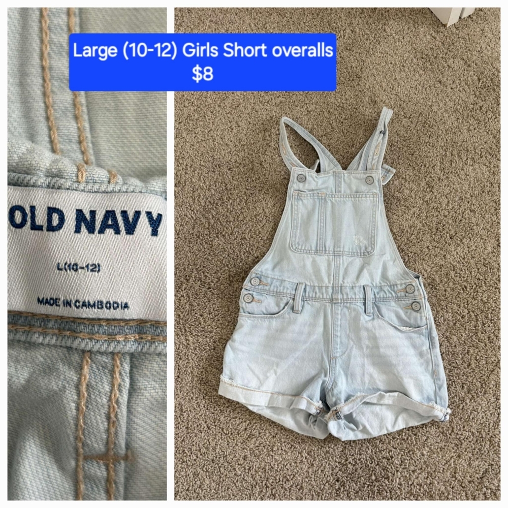 Old Navy Light Blue Girls Short Overalls